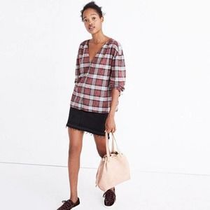 Madewell | Morningview Tie Sleeve Shirt Plaid M